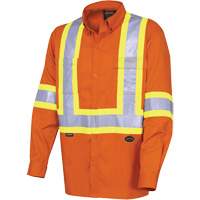 4441 Chemise de s&eacute;curit&eacute; &agrave; manches longues ultra respirante, Coton, Petit, Orange haute visibilit&eacute; Les Distributions ICE