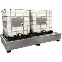 Steel Ultra-Twin IBC Spill Pallet&reg;, 370 US gal. Spill Capacity, 103.8" x 26.8" x 51.1" Les Distributions ICE