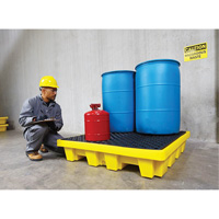 Ultra-Spill Pallet emboitable, 4 barils, Capacit&eacute; de d&eacute;versement 66 gal. US, 51" x 51" x 10" Les Distributions ICE
