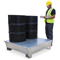 4-Drum Steel Ultra-Spill Pallet&reg;, 68 US gal. Spill Capacity, 49.1" x 47.1" x 10.9" Les Distributions ICE