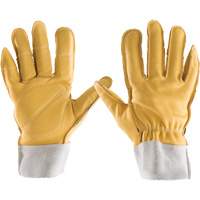 Gants tout cuir, 7/Petit, Paume en Cuir fleur, Poignet &eacute;lastique Les Distributions ICE