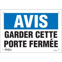 Enseigne  Porte ferm&eacute;e , 7" x 10", Vinyle, Français Les Distributions ICE