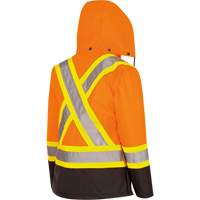 5020BBW Manteau 7 en 1 imperm&eacute;able pour femmes avec capuchon, Polyester/Polyur&eacute;thane, Orange haute visibilit&eacute;, T-petit Les Distributions ICE
