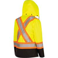 5021BBW Manteau 7 en 1 imperm&eacute;able pour femmes avec capuchon, Polyester/Polyur&eacute;thane, Jaune lime haute visibilit&eacute;, T-petit Les Distributions ICE