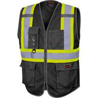 6959BK Veste de s&eacute;curit&eacute; haute visibilit&eacute; en tricot chaîne avec fermeture &agrave; glissi&egrave;re, Noir, T-petit, Polyester Les Distributions ICE