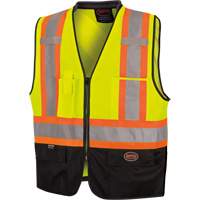 6895 Veste de s&eacute;curit&eacute; haute visibilit&eacute; bicolore avec fermeture &agrave; glissi&egrave;re sur tout le devant, Noir/Jaune lime haute visibilit&eacute;, 2T-Grand/3T-Grand, Polyester Les Distributions ICE