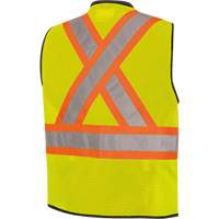 6895 Veste de s&eacute;curit&eacute; haute visibilit&eacute; bicolore avec fermeture &agrave; glissi&egrave;re sur tout le devant, Noir/Jaune lime haute visibilit&eacute;, 2T-Grand/3T-Grand, Polyester Les Distributions ICE