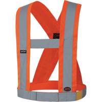 5491 Bretelles ajustables de s&eacute;curit&eacute; haute visibilit&eacute; de 4" de largeur, R&eacute;pond ou surpasse la norme CSA Z96 classe 2 - niveau 2, Orange haute visibilit&eacute;, Couleur r&eacute;fl&eacute;chissante Argent, Taille unique Les Distributions ICE