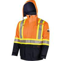 4484 Manteau de s&eacute;curit&eacute; Defender antistatique/ignifuge/anti-arc &eacute;lectrique en trilamin&eacute;, Petit, Noir/Orange haute visibilit&eacute;, 11 cal/cm² Les Distributions ICE