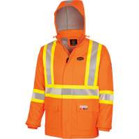 5884 Manteau imperm&eacute;able ignifuge et r&eacute;sistant aux arcs &eacute;lectriques avec capuchon Flash-Gard, Petit, Orange haute visibilit&eacute;, 51 cal/cm² Les Distributions ICE