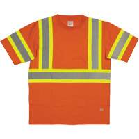 Chemise de s&eacute;curit&eacute; &agrave; manches courtes, Coton, T-petit, Orange haute visibilit&eacute; Les Distributions ICE