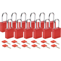 Cadenas de verrouillage Velocity, Rouge, Cl&eacute;s diff&eacute;rentes, Aluminium, Largeur de 1-1/2" Les Distributions ICE