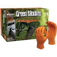 Green Monkey Disposable Gloves, Small, Nitrile, 6-mil, Powder-Free, Orange Les Distributions ICE