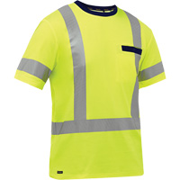 Bisley&reg; X-Back Short Sleeve Shirt, Poly-Cotton, Small, High Visibility Lime-Yellow Les Distributions ICE