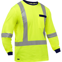 Bisley&reg; X-Back Long Sleeve Shirt, Poly-Cotton, Small, High Visibility Lime-Yellow Les Distributions ICE