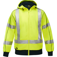 Bisley&reg; X-Back Full Zip Hooded Sweatshirt with Sherpa Lining, Small, High Visibility Lime-Yellow Les Distributions ICE