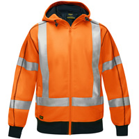 Coton ouat&eacute; doubl&eacute; de sherpa avec capuchon &agrave; fermeture &eacute;clair compl&egrave;te et X au dos Bisley, Petit, Orange haute visibilit&eacute; Les Distributions ICE