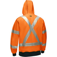 Coton ouat&eacute; doubl&eacute; de sherpa avec capuchon &agrave; fermeture &eacute;clair compl&egrave;te et X au dos Bisley, Petit, Orange haute visibilit&eacute; Les Distributions ICE