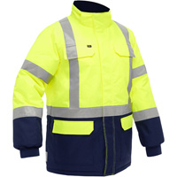 Manteau pour le froid extr&ecirc;me avec bas bleu marin et X au dos Bisley, Polyester, Jaune lime haute visibilit&eacute;, Moyen Les Distributions ICE