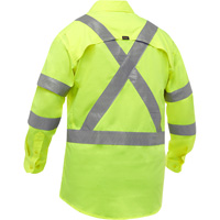 Bisley&reg; X-Back Long Sleeve Work Shirt with X-Airflow, Poly-Cotton, Small, High Visibility Lime-Yellow Les Distributions ICE