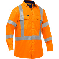 Bisley&reg; X-Back Long Sleeve Work Shirt with X-Airflow, Poly-Cotton, Small, High Visibility Orange Les Distributions ICE