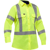 Bisley&reg; X-Back Women's Long Sleeve Work Shirt with X-Airflow, Poly-Cotton, Small, High Visibility Lime-Yellow Les Distributions ICE