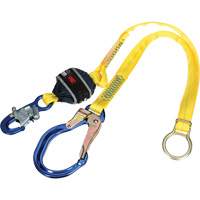 Tie-Back Web Shock-Absorbing Lanyard, 6', Rebar Hook Center, Snap Hook Leg Ends, Polyester Les Distributions ICE