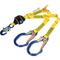 Twin-Leg Stretch Web Shock-Absorbing Lanyard, 4', Rebar Hook Center, Snap Hook Leg Ends Les Distributions ICE
