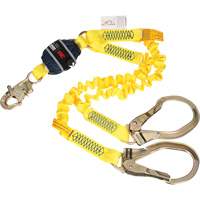 Twin-Leg Stretch Web Shock-Absorbing Lanyard, 6', Rebar Hook Center, Snap Hook Leg Ends Les Distributions ICE