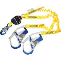 Twin-Leg Stretch Web Shock-Absorbing Lanyard, 6', Rebar Hook Center, Snap Hook Leg Ends Les Distributions ICE