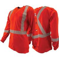 Chandail &agrave; manches longues ignifuge et r&eacute;sistant &agrave; l'arc &eacute;lectrique avec bandes de 2" Henley Atlas Guardian, T-petit, Orange haute visibilit&eacute; Les Distributions ICE