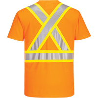Contrast-Striped Safety T-Shirt, Polyester, Small, High Visibility Orange Les Distributions ICE
