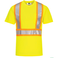 Contrast-Striped Safety T-Shirt, Polyester, Small, High Visibility Lime-Yellow Les Distributions ICE