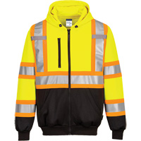 Chandail de s&eacute;curit&eacute; &agrave; capuchon avec bandes contrastantes, Petit, Noir/Jaune lime haute visibilit&eacute; Les Distributions ICE