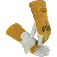 Caiman&reg; Premium TIG/MIG Welder's Gloves with FR Insulated Split Cowhide Back, Grain Goatskin, Size Small Les Distributions ICE