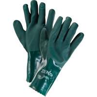 Double Dipped Green Gloves, 12" L, PVC, Cotton Jersey Inner Lining, 70-mil Les Distributions ICE