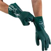 Double Dipped Green Gloves, 12" L, PVC, Cotton Jersey Inner Lining, 70-mil Les Distributions ICE