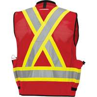 6678 Veste d'arpenteur antimicrobienne haute visibilit&eacute; avec dos en maille, Rouge, Petit, Polyester Les Distributions ICE