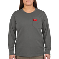 GRIDIRON Long Sleeve Pocket T-Shirt, Women's, X-Small, Grey Les Distributions ICE