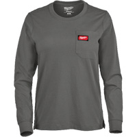 GRIDIRON Long Sleeve Pocket T-Shirt, Women's, X-Small, Grey Les Distributions ICE