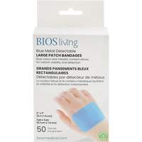 Grands bandages renforc&eacute;s bleus, Rectangulaire/carr&eacute;e, 3", Tissu d&eacute;tectable, St&eacute;rile Les Distributions ICE