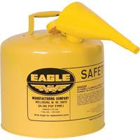 Safety Can for Diesel with Funnel, Type I, Galvanized Steel, 5 US gal., Yellow, FM Approved/UL/ULC Listed Les Distributions ICE