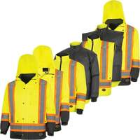 Parka de s&eacute;curit&eacute; d'hiver imperm&eacute;able 7-en-1 5057 Pioneer Yukon, Polyester, Noir/Jaune lime haute visibilit&eacute;, T-petit Les Distributions ICE