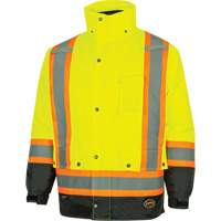 Parka de s&eacute;curit&eacute; d'hiver imperm&eacute;able 7-en-1 5057 Pioneer Yukon, Polyester, Noir/Jaune lime haute visibilit&eacute;, T-petit Les Distributions ICE
