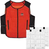 Veste de refroidissement &agrave; changement de phase l&eacute;g&egrave;re avec sachets de recharge Chill-Its 6260, Petit/Moyen, Orange Les Distributions ICE