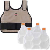Veste de refroidissement &agrave; changement de phase standard avec sachets de recharge Chill-Its 6230, Petit/Moyen, Khaki Les Distributions ICE