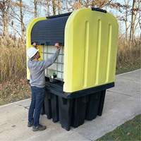 Yellow Roll Top Hardcover Spill Pallet, 65" L x 65" W x 101" H, 5000 lbs. Load Capacity Les Distributions ICE