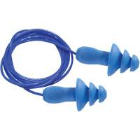 Bouchons d'oreilles r&eacute;utilisables bleus 100 % d&eacute;tectables par m&eacute;tal SEALTEC TipGrip, Avec cordon, Taille unique, Vrac - Boîte, NRR dB 26 dB Les Distributions ICE