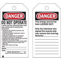 Lockout Tags, Plastic, 3" W x 5-1/2" H, English Les Distributions ICE
