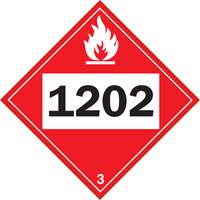 Plaque-&eacute;tiquette TMD 1202 pour liquide inflammable huile combustible, Vinyle adh&eacute;sif Les Distributions ICE